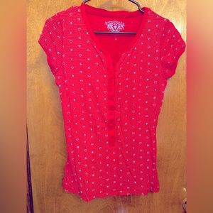 Red shirt with heart pattern size Large